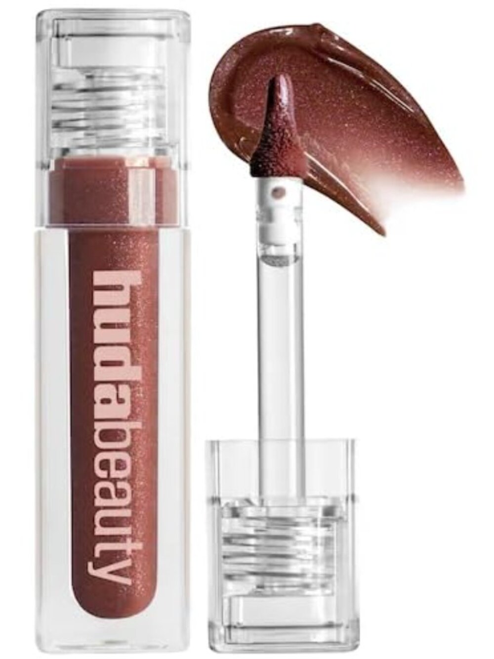 Huda Faux Filler Icy Nude Shimmer Lip Gloss - She Flirty (sheer deep brown)